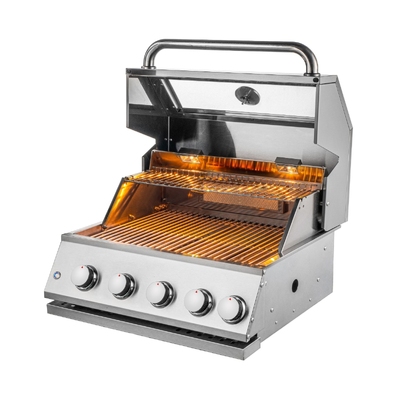 Газовий гриль ERB410G, 687x550x467 мм, Art Flame,  Система безпеки газ/полум’я, Приготування із закритою кришкою, Нержавіюча сталь, Безпечні для харчових продуктів матеріали