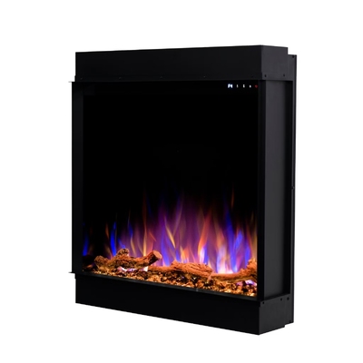 Вбудовуваний 3D електричний камін Gilbert, Art Flame, 724x735x317 мм, 1500 Вт, понад 100 кольорових комбінацій, Термостат, Дрова та кристали