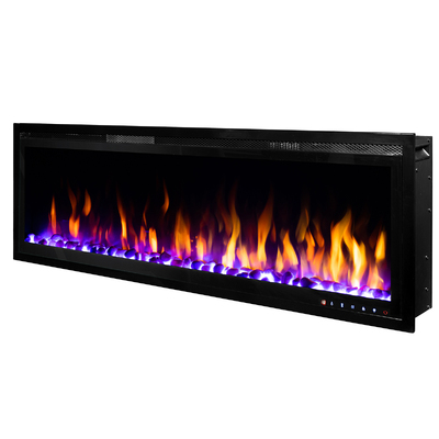 Вбудований і настінний електрокамін Schubert 50 Art Flame, 448x1271x146 мм, 1500 Вт, понад 60 кольорових комбінацій, Термостат, Поліна, кристали та декоративне каміння