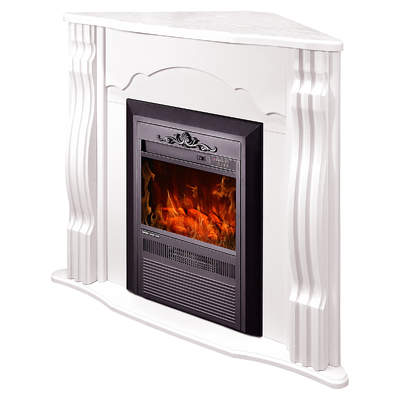 Кутовий електрокамін Clasic & Cristina, Art Flame, 882x950x473 мм, 2000Вт, 2 рівні обігріву, 5 рівнів яскравості полум’я, таймер