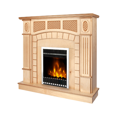 Електричний камін Amsterdam Wood & Gala silver, Art Flame, 1120x1150x300 мм, 2000 Вт, термостат, 5 рівнів яскравості полум’я, таймер
