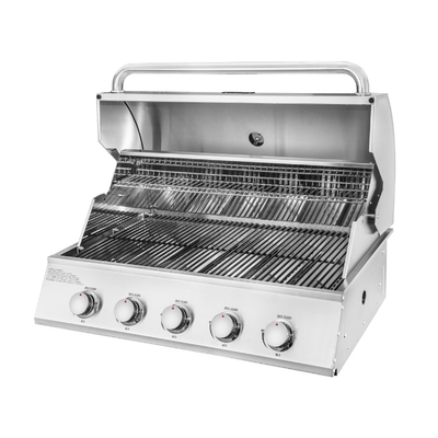 Газовий гриль ERB500R, 850x630x520 мм, Art Flame, Система безпеки газ/полум’я, Зовнішнє LED-підсвічування передньої панелі, Легке складання, 1 термометр, 1 ручка кришки, 1 решітка для підігріву