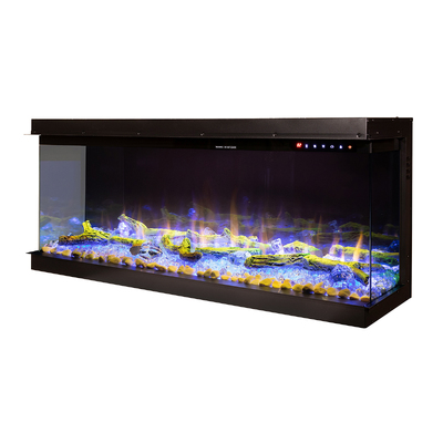 Вбудований електрокамін Haiti 33 3D, Art Flame, 567x835x317 мм, 1500 Вт, понад 100 кольорових комбінацій, Термостат, поліна та кристали
